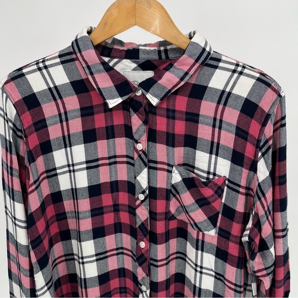 Rails Womens Hunter Plaid Shirt Size XXL Button Down Mulberry White Indigo - Picture 3 of 12